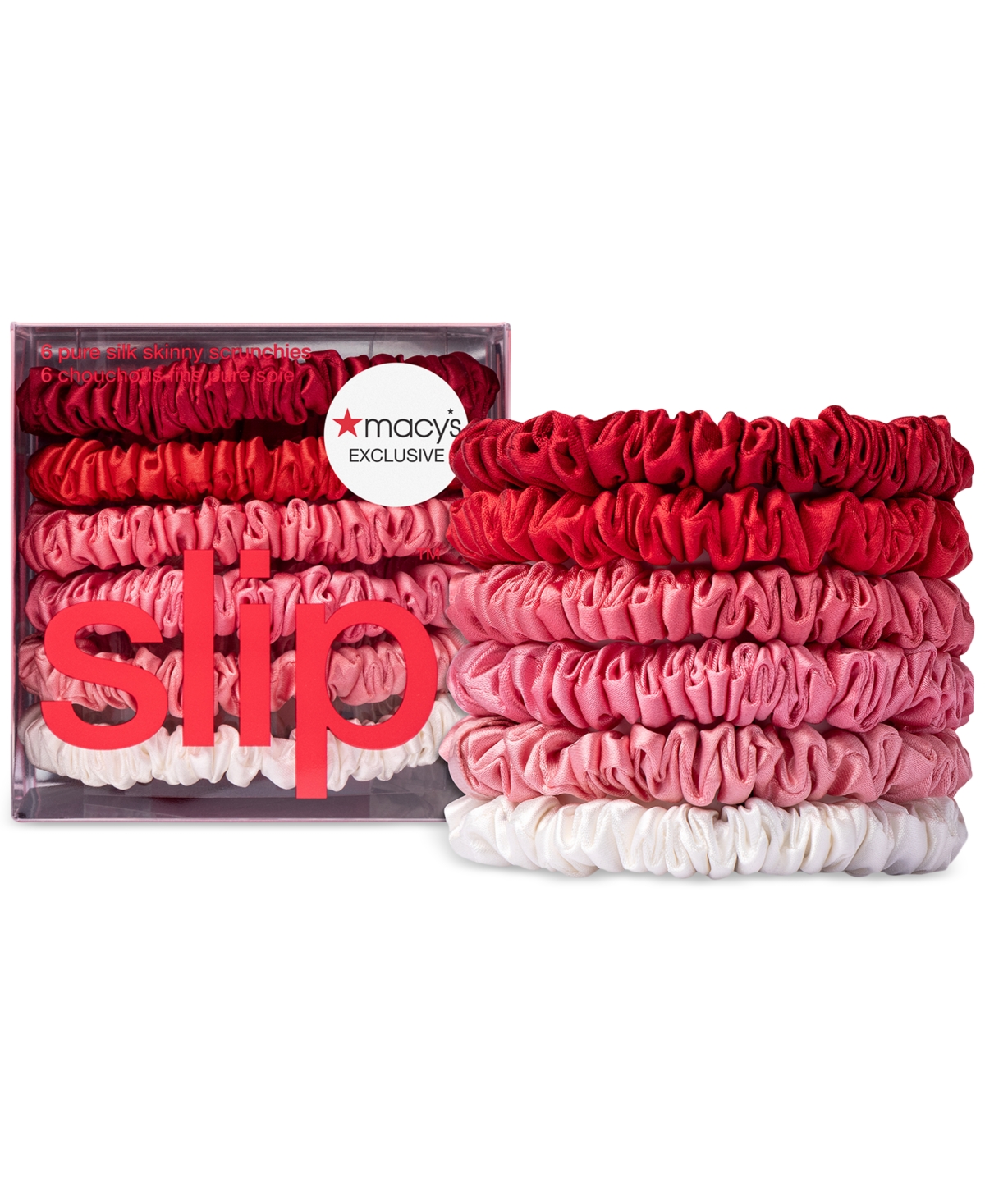 Slip 6-pc. Strawberry Sundae Pure Silk Skinny Scrunchies Set, Exclusively At Macy's