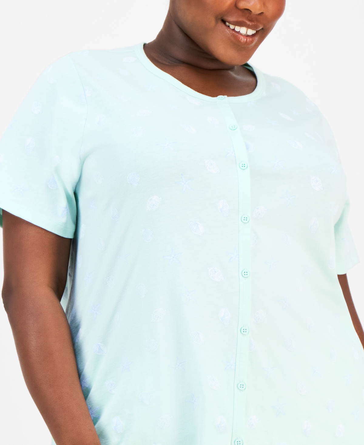 CHARTER CLUB PLUS SIZE COTTON FLORAL BERMUDA PAJAMAS SET, CREATED FOR MACY'S 