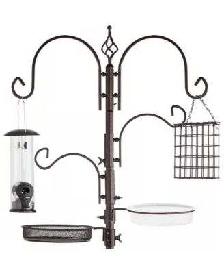 Complete Bird Feeder Set with Metal Stand and Multiple Bird Feeders for Outdoor Bird Watching