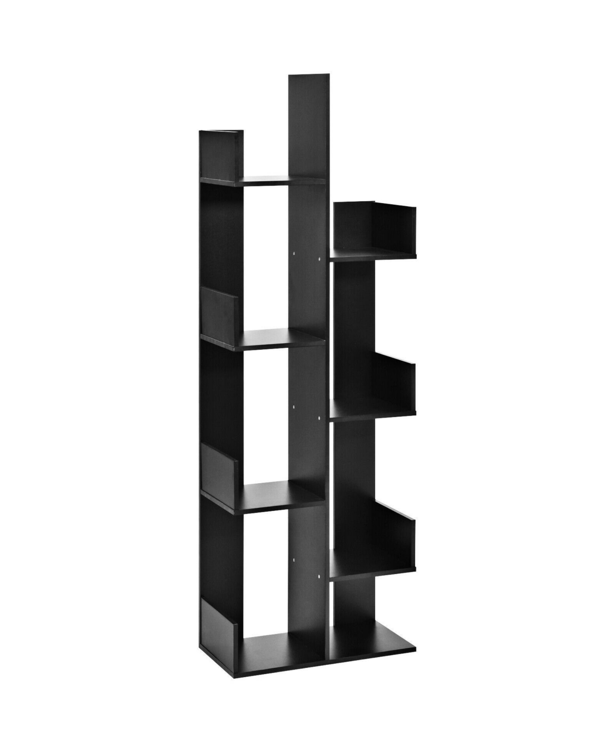 8-Tier Bookshelf Bookcase with 8 Open Compartments Space-Saving Storage Rack - Black