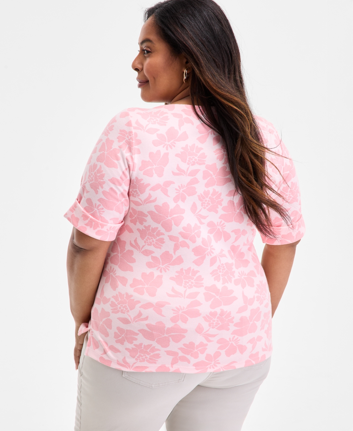 Style & Co Plus Size Printed Elbow-sleeve Top, Exclusively At Macy's