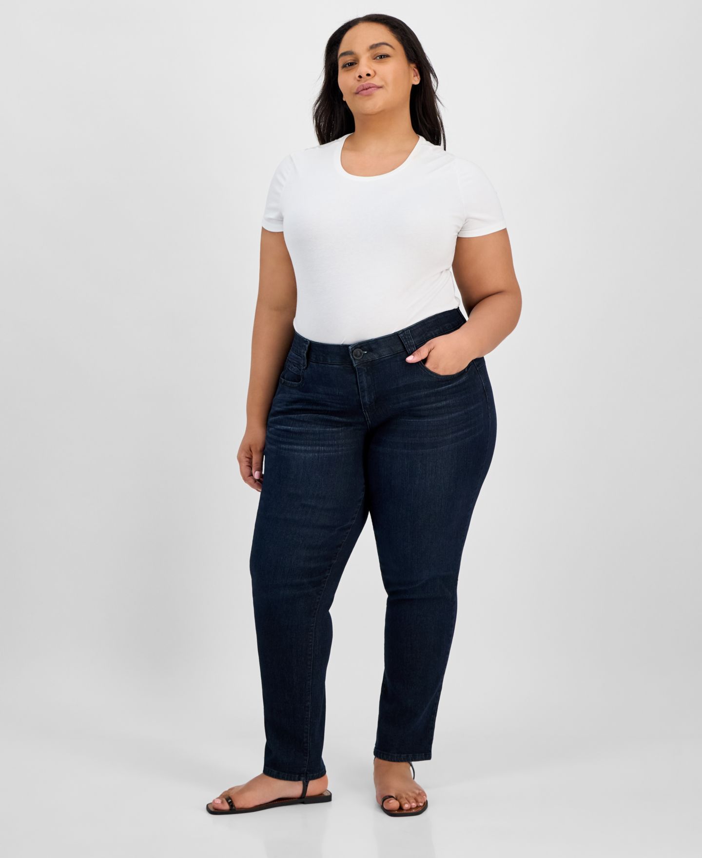 Женские джинсы Democracy "Ab" Solution Straight Leg Jean, цвет: Тёмный индиго — фото 1