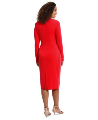 Women's High-Neck Ruched Sheath Dress