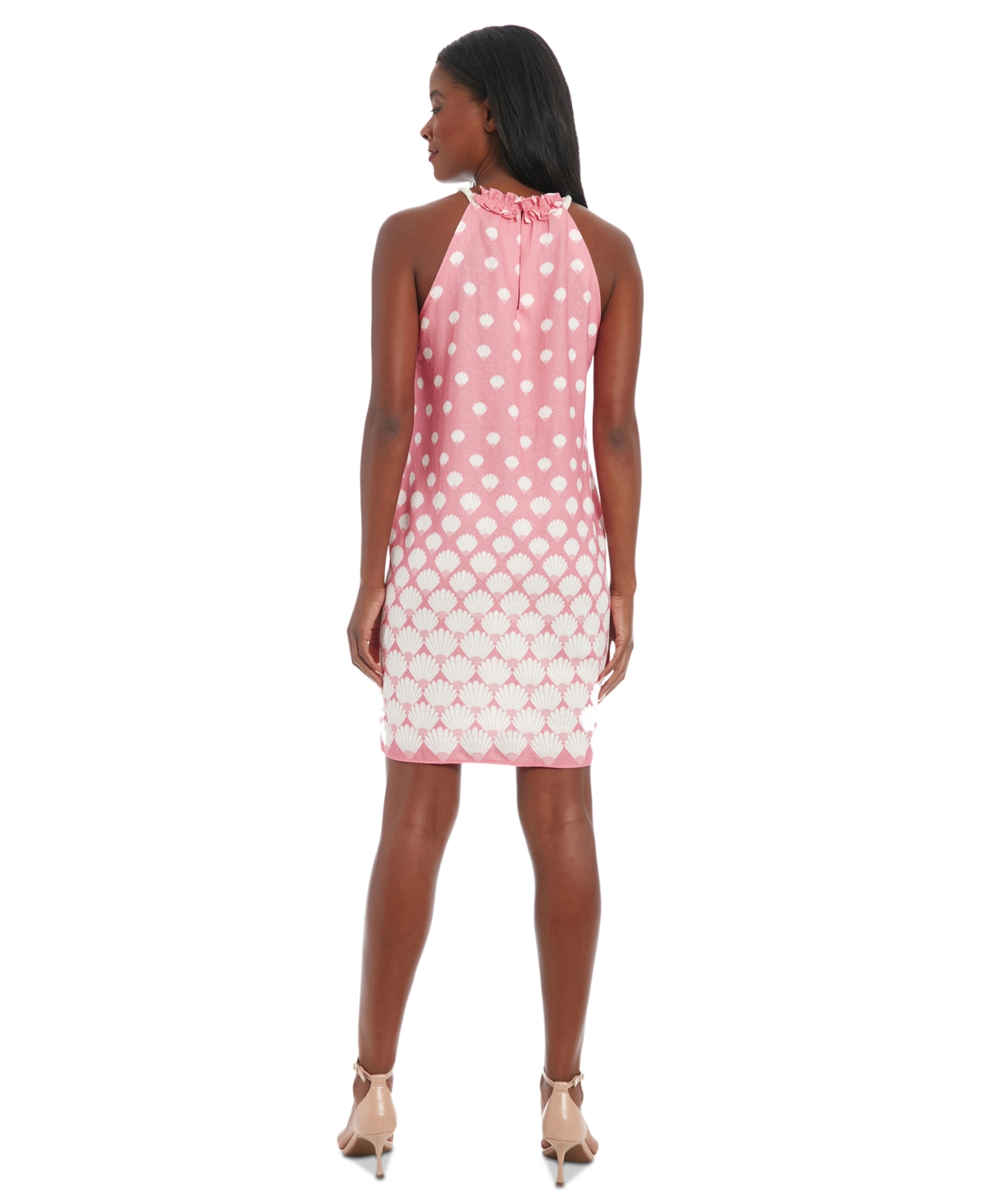 London Times A-line Linen-blend Dress In Gold
