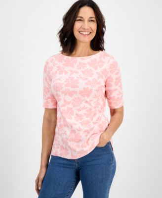 Style & Co - Women's Floral-Print Elbow-Sleeve Top, Exclusively at Macy's