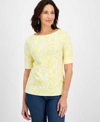 Style & Co - Women's Paisley-Print Elbow-Sleeve Top, Exclusively at Macy's