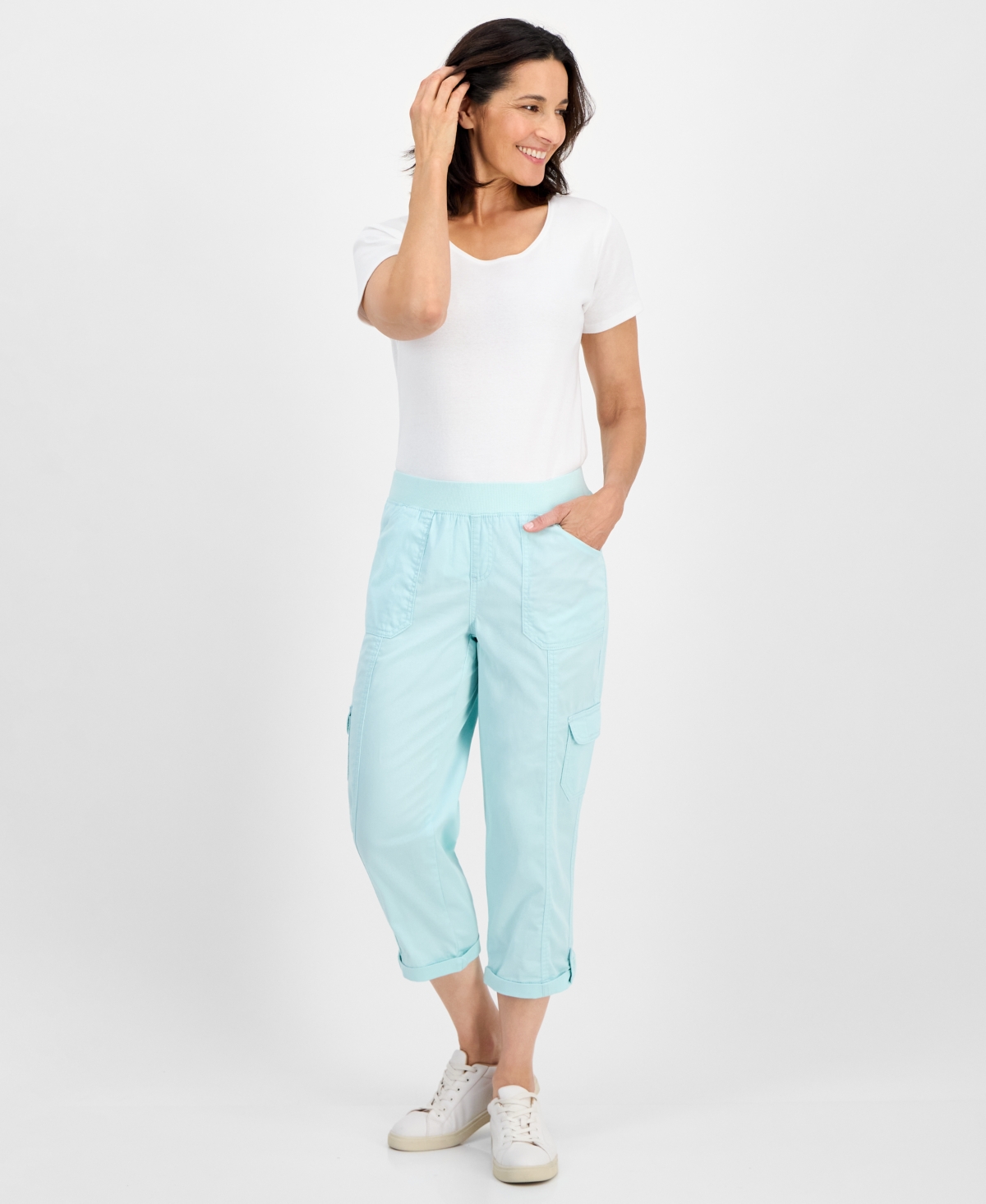 Style & Co Women's Twill Cuffed Pull-on Cargo Pants, Created For Macy's