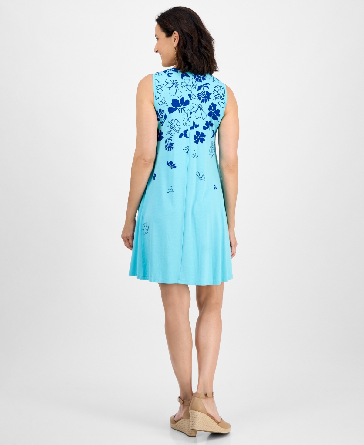Style & Co Petite Printed Sleeveless Flip Flop Dress, Exclusively At Macy's
