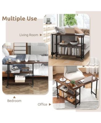 360° Rotatable Sofa Side Table L-shaped Laptop Desk Snack Table withShelf Patented