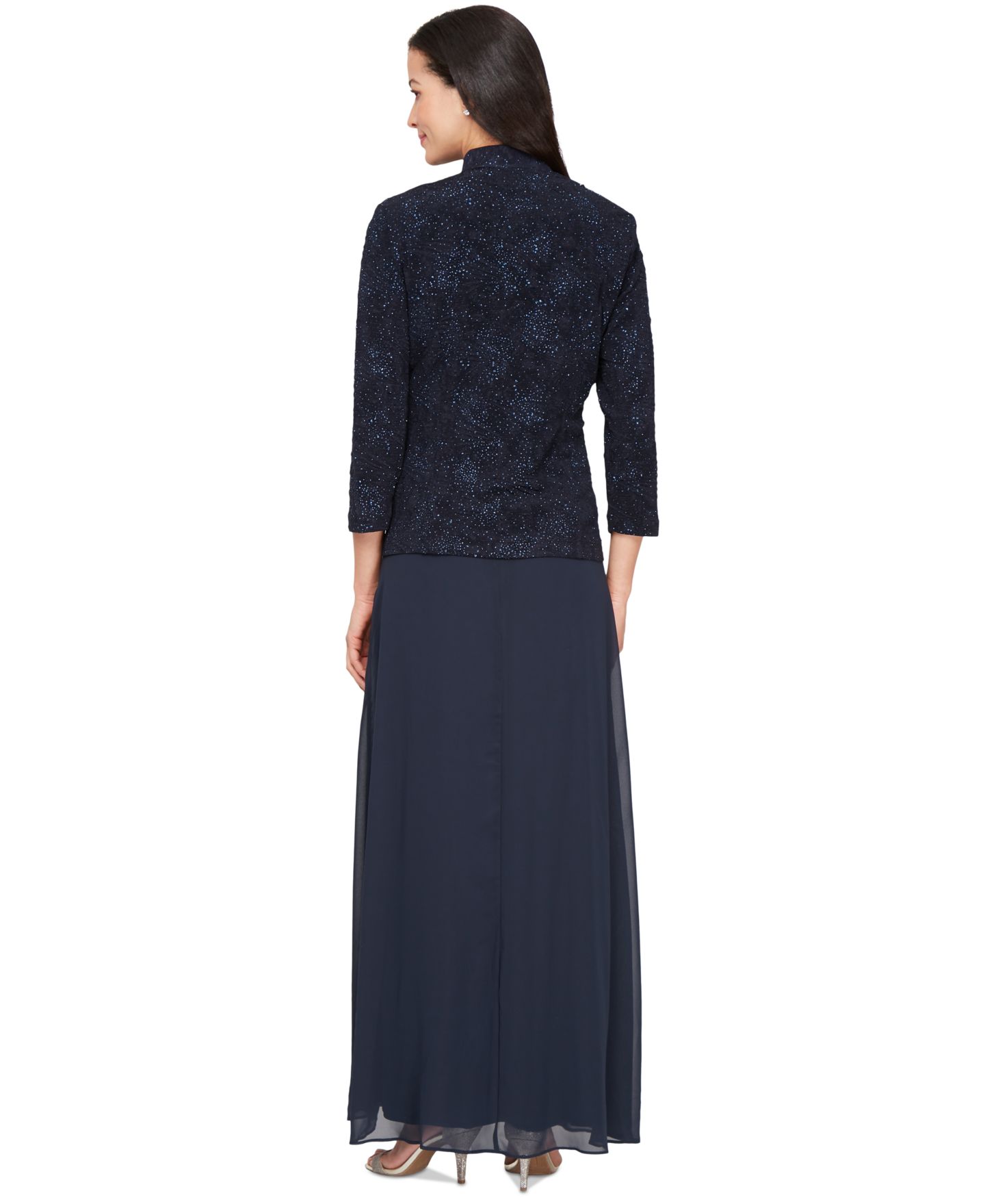 Женская куртка Alex Evenings Dress and Jacket, Patterned Sparkle Evening Dress, цвет: Тёмно-синий — фото 3