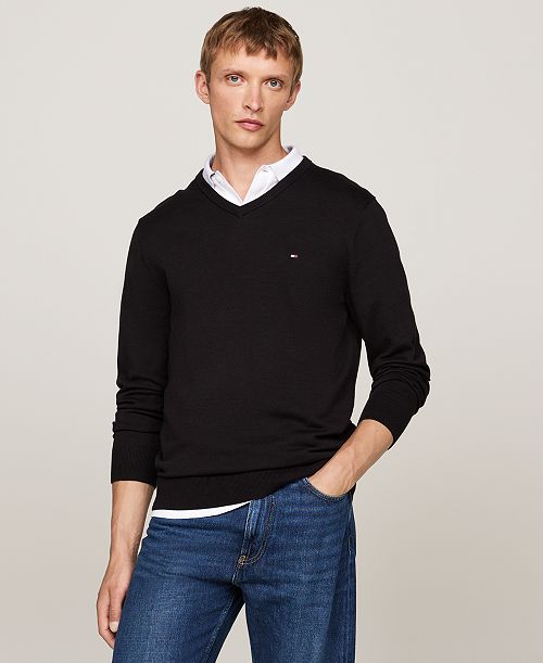alfani Tommy Hilfiger Men's Essential Solid V-Neck Sweater Men's Fashion & Accessories