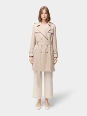 Women's Double Breasted Cashmere Trench Coat Black