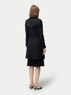 Women's Double Breasted Cashmere Trench Coat Black