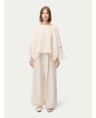 Women's Fringed Sleeve Cashmere Poncho