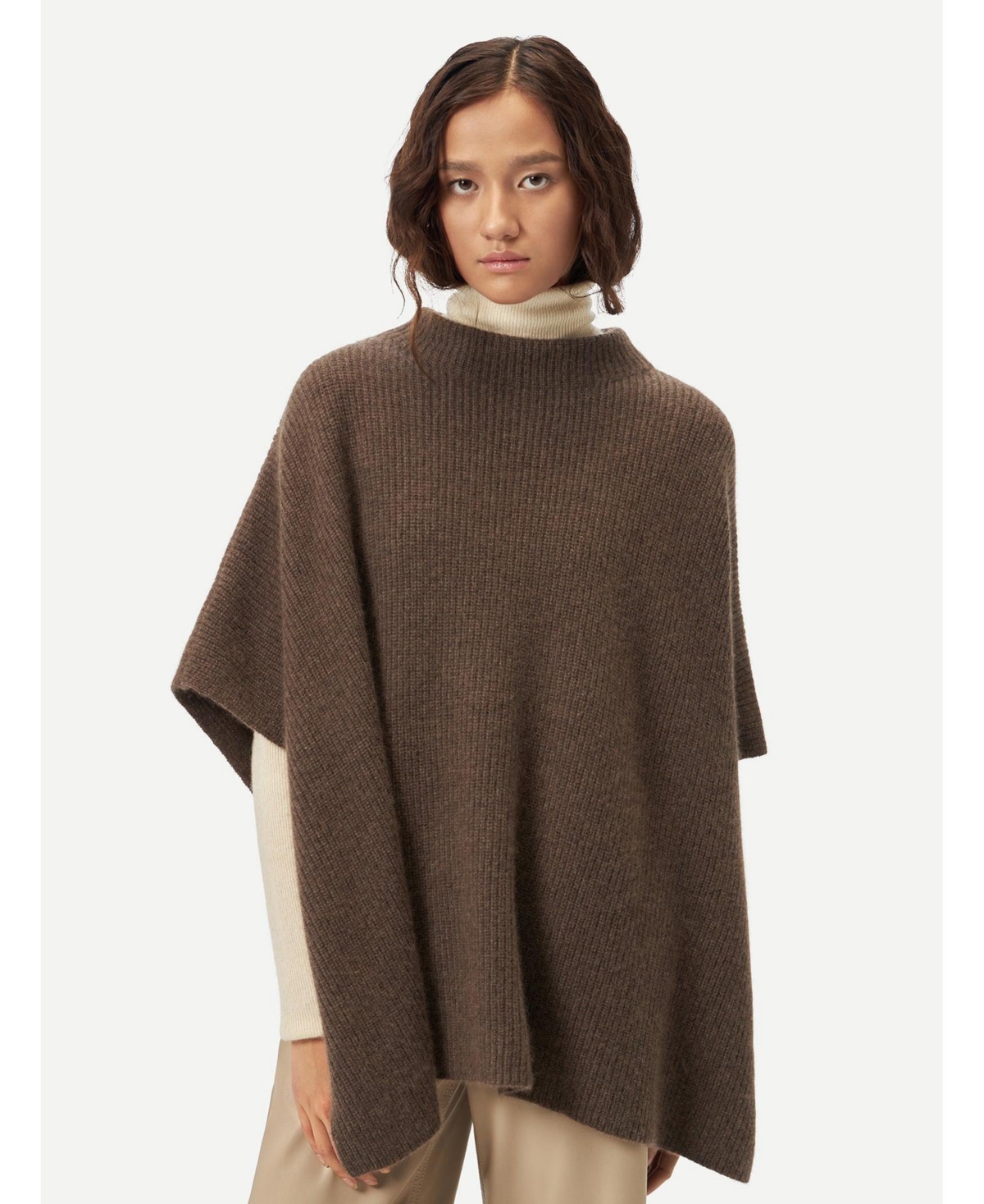 Women's Rib-Knit Cashmere Poncho