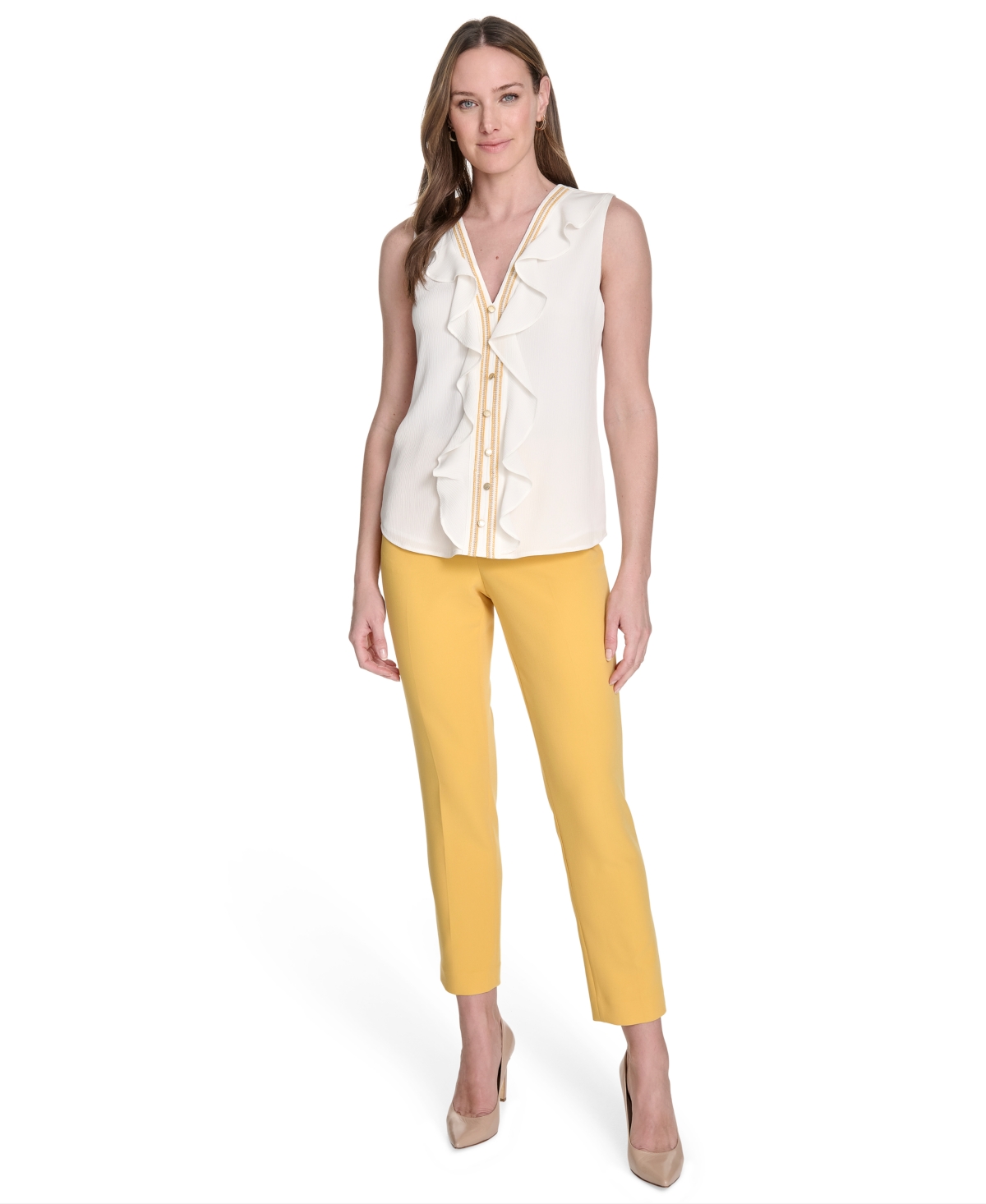 Tommy Hilfiger Women's Ruffle-front Button-up Blouse