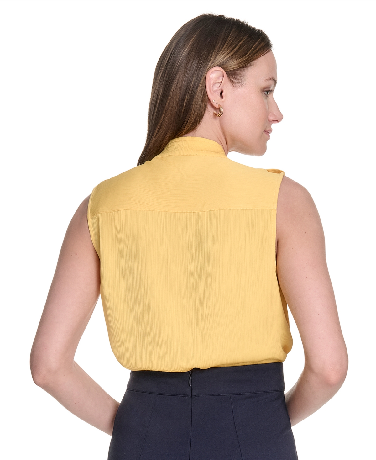 Tommy Hilfiger Women's Button-front Epaulet Blouse In Yellow