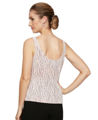 Printed Piped 3/4-Sleeve Two-Piece Glitter Top & Jacket