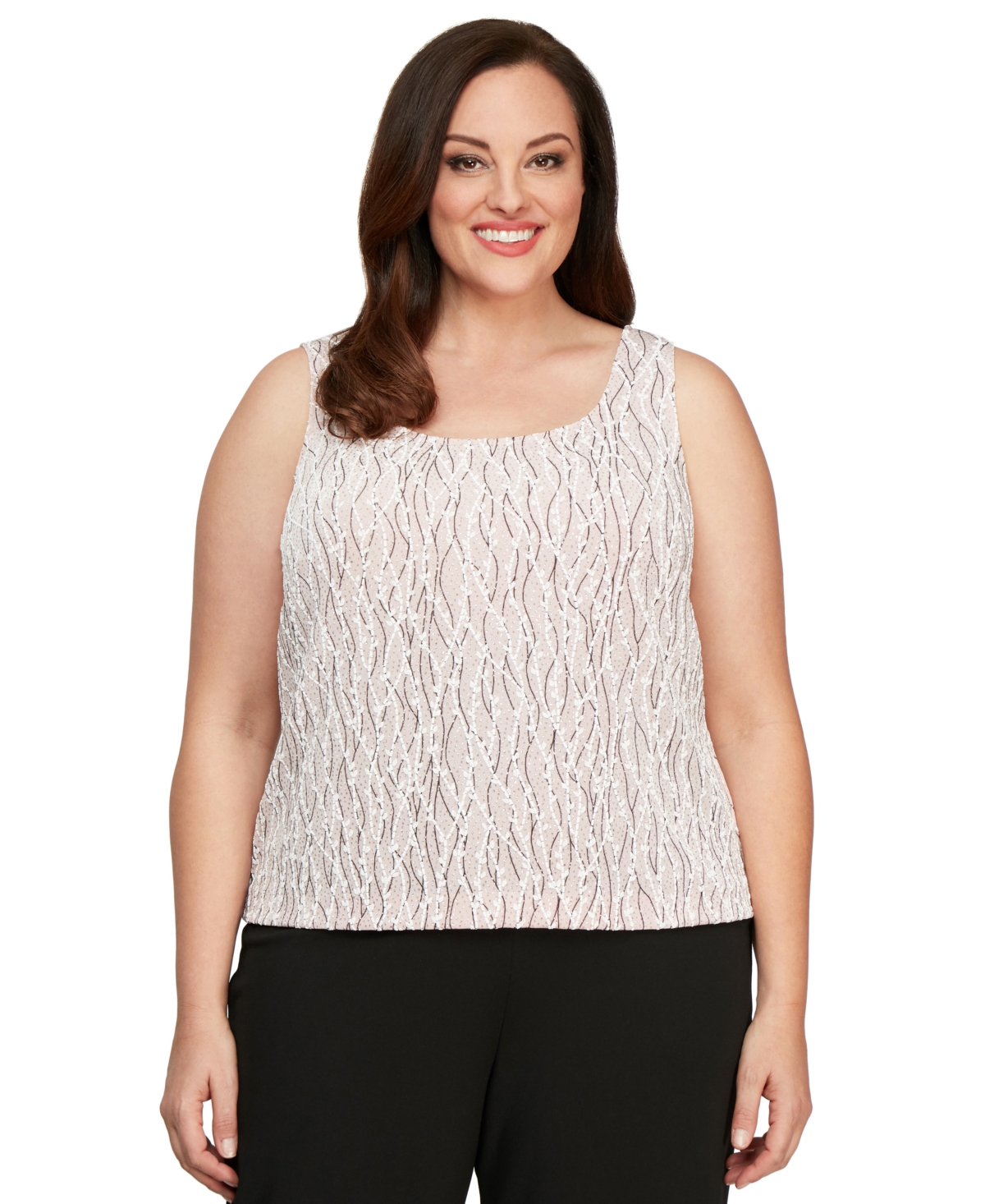 Alex Evenings Plus Size Mandarin-Collar Jacket & Top Set