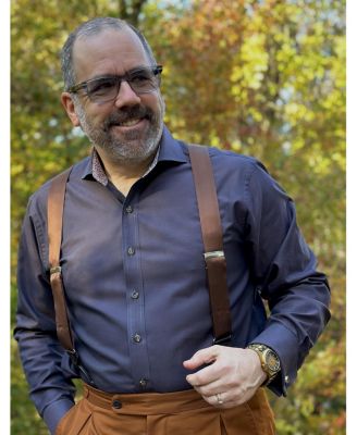 Men's Dutton Solid Colored Silk Button End Suspenders