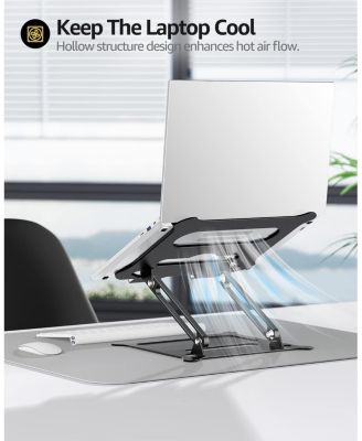 Adjustable Laptop Stand, Portable Laptop Riser, Aluminum Laptop Stand for Desk Foldable, Ergonomic Computer Notebook Stand Holder for MacBook Air Pro, Dell XPS, HP (10-15.6")