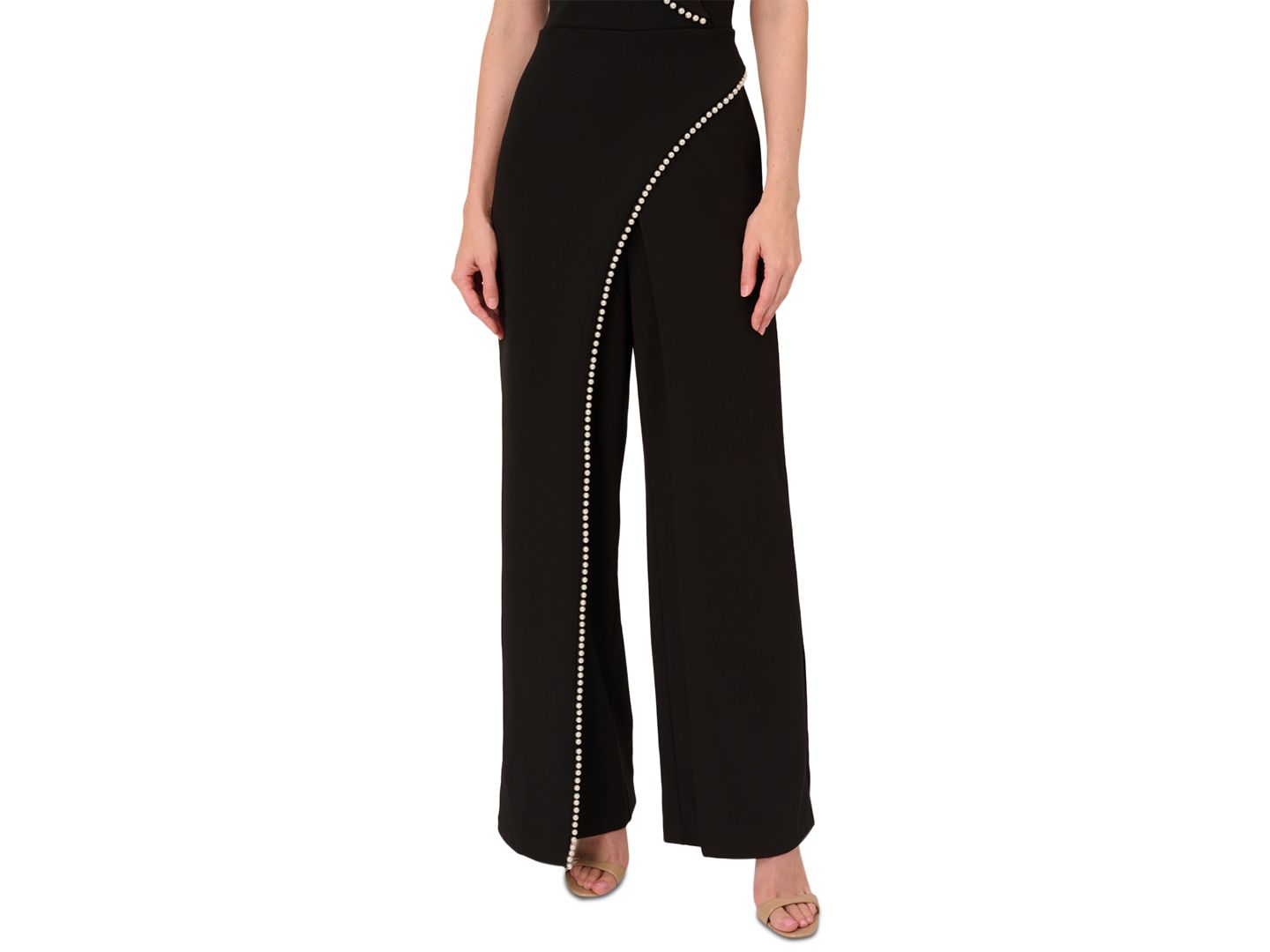 Женский комбинезон Adrianna Papell Imitation Pearl Crepe Tuxedo, цвет: Чёрный — фото 2