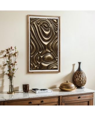 Gold Metal Abstract Wood Framed 20"W x 32" H Wall Decor