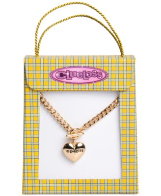 Gold-Tone Pav&eacute; Logo-Etched Heart 16" Pendant Necklace