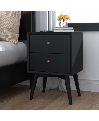 Sturdy Two-Drawer Solid Wood Nightstand for Bedside Essentials