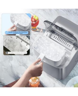 Portable Countertop Ice Maker, 26 lbs/24H with Self-Cleaning, Scoop & Basket, 9 Cubes in 6 Min Ice Machine