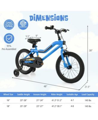 16-Inch Kids Bike with LED Lights, Adjustable Seat, and Training Wheels, Lightweight for Ages 4-8