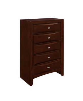 Solid Wood Five-Drawer Dresser with Mirrored Accents for Bedroom Storage