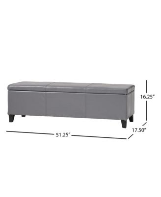Faux Leather Storage Ottoman Bench with Lift-Top, Padded Seat, and Wooden Legs for Living Room, Bedroom, or Entryway-The Pop Home