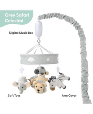 Safari Musical Baby Mobile Crib with 12 Soothing Lullabies, Grey Safari Celestial