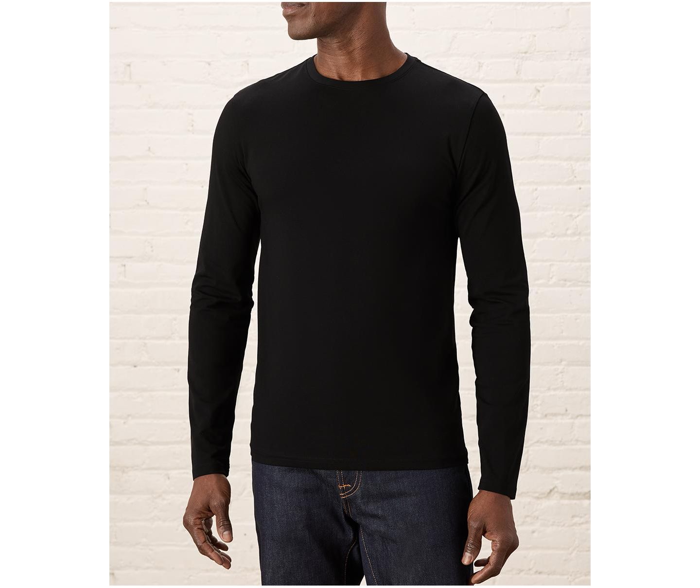 Мужская футболка Pact Organic Cotton Luxe Stretch Jersey Slim Long Sleeve, цвет: Чёрный — фото 1
