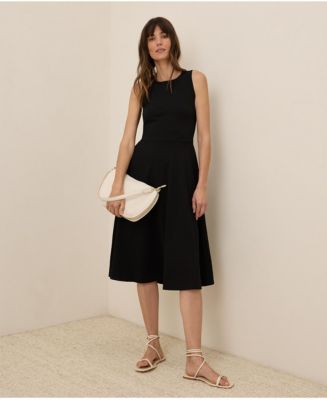 Organic Cotton Black Knit Dress With Pockets Pact Women's Organic Cotton  Fit Flare Keyhole Back Dress