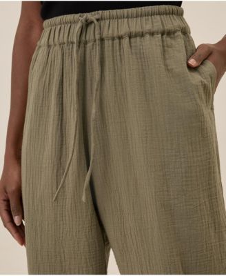 Women's Organic Cotton Coastal Double Gauze Tapered Pull-On Pant