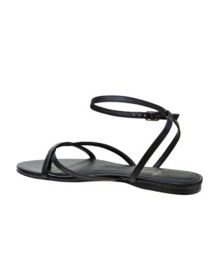 LUZ Women's Strappy Ankle Wrap Flat Leather Sandals