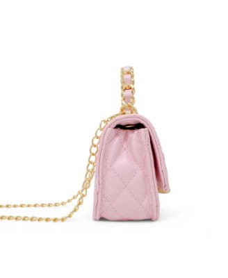 Girls Classic Link Chain Top Handle Handbag, Hot Pink