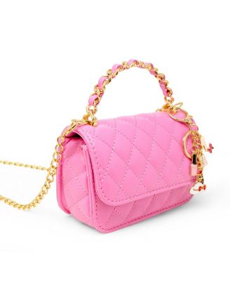 Girls Classic Link Chain Top Handle Handbag, Hot Pink