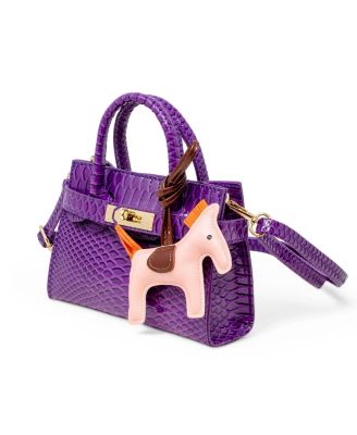 Girls Crocodile Pony Handbag, Orange