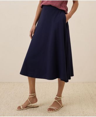 Women's Organic Cotton Fit & Flare Midi Skirt