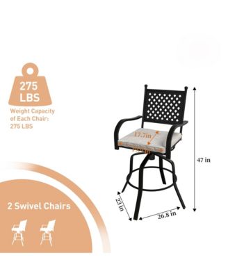 2-Piece Outdoor Swivel Chairs Aluminium Frame Patio Dining Chairs Bar Stool with Cushion Patio Swivel Stool
