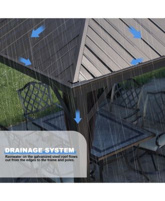 12x20 FT Hard Top Metal Gazebo Patio Double Roof Canopy Aluminum Frame Gazebo with Netting Tent Curtains