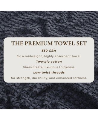 Quick-Drying Cotton Diamond Waffle Textured 4-Piece Bath Towel Set