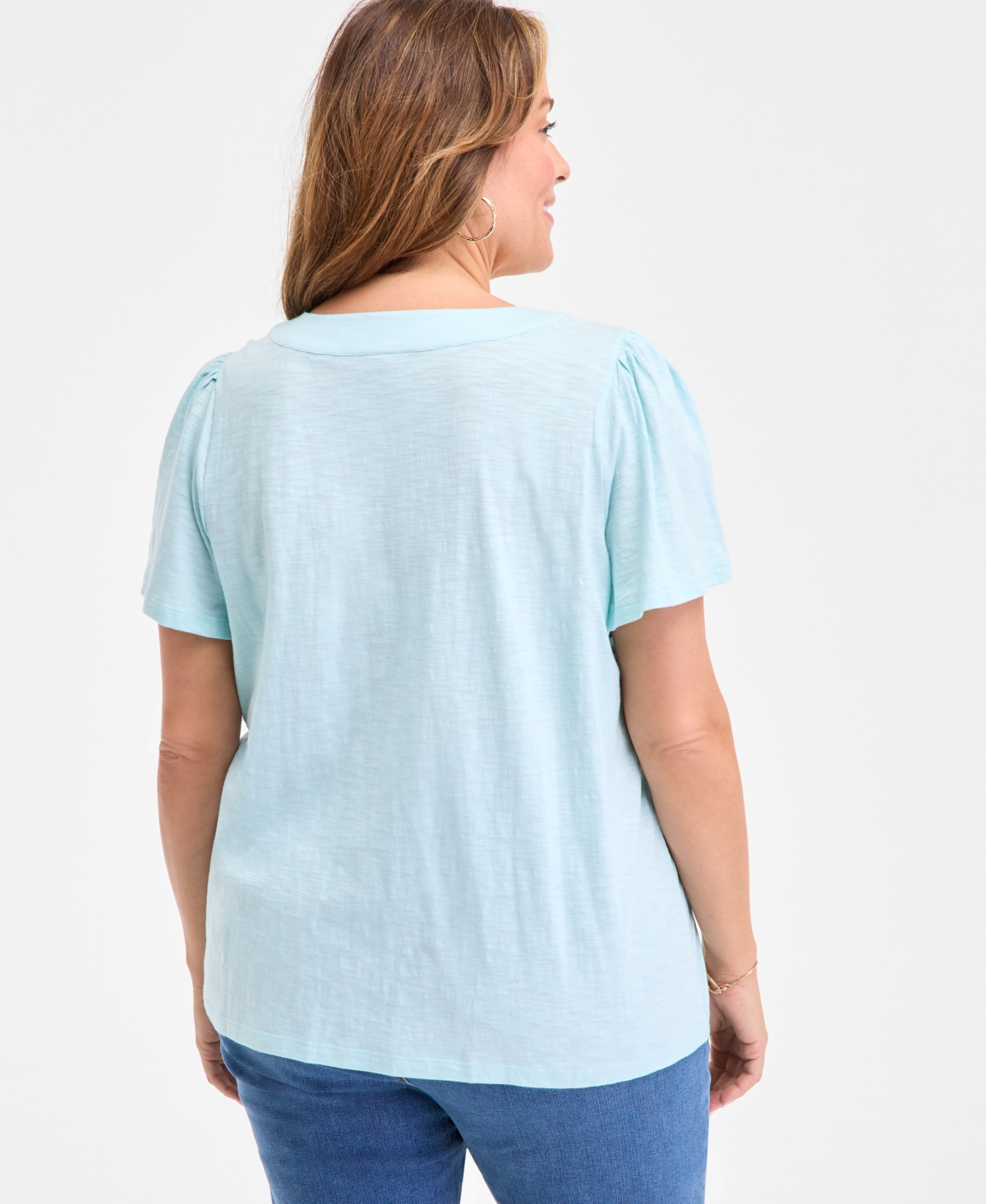 Style & Co Plus Size Square-neck Short-sleeve Top, Exclusively At Macy's