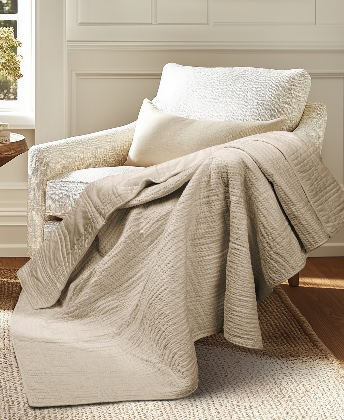 Levtex Cloud Waffle Textured Quilted Throw, 50" X 60"