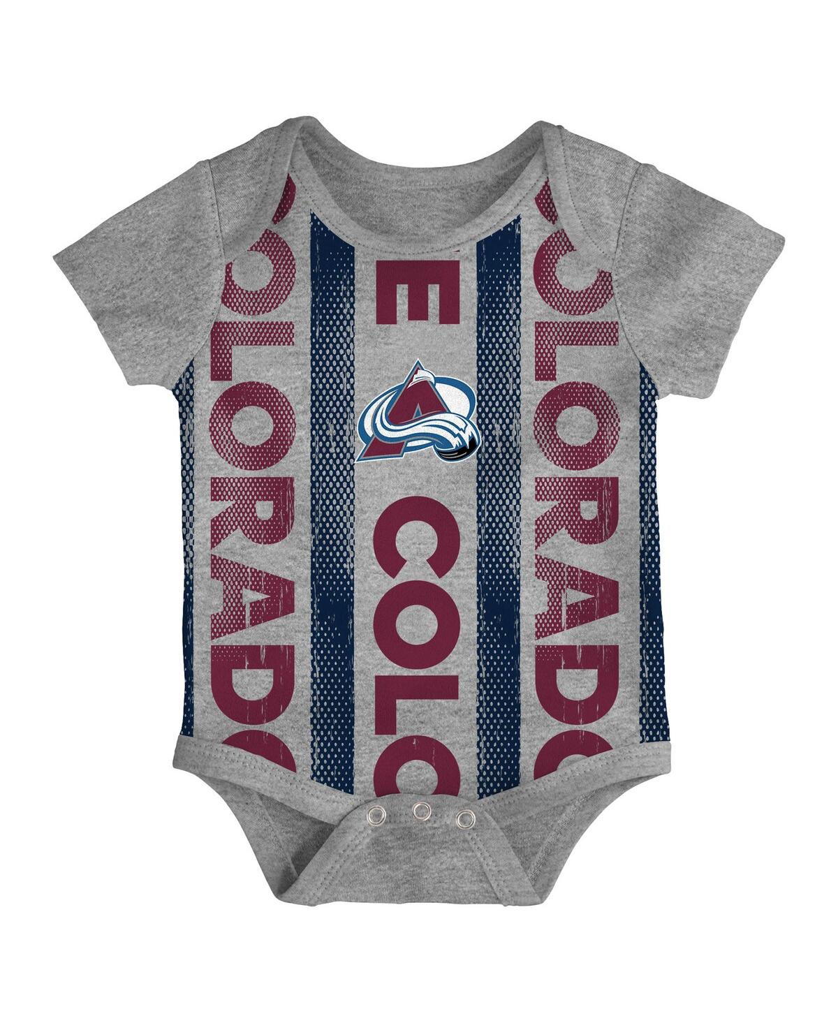 Outerstuff Newborn Colorado Avalanche Loyal Buddies Bodysuit 3-pack In Multi