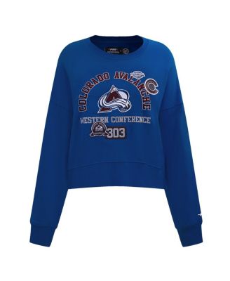 Women's Blue Colorado Avalanche Area Code Cropped Pullover Sweatshirt