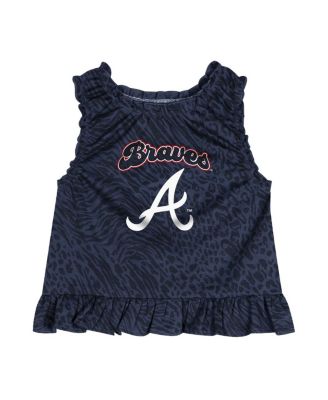 Baby Boys and Girls Navy Atlanta Braves Playground Dress Bloomers Set